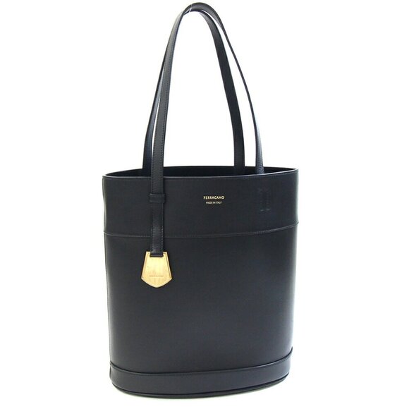 SALVATORE FERRAGAMO Black Leather Tote Bag - Picture 1 of 9